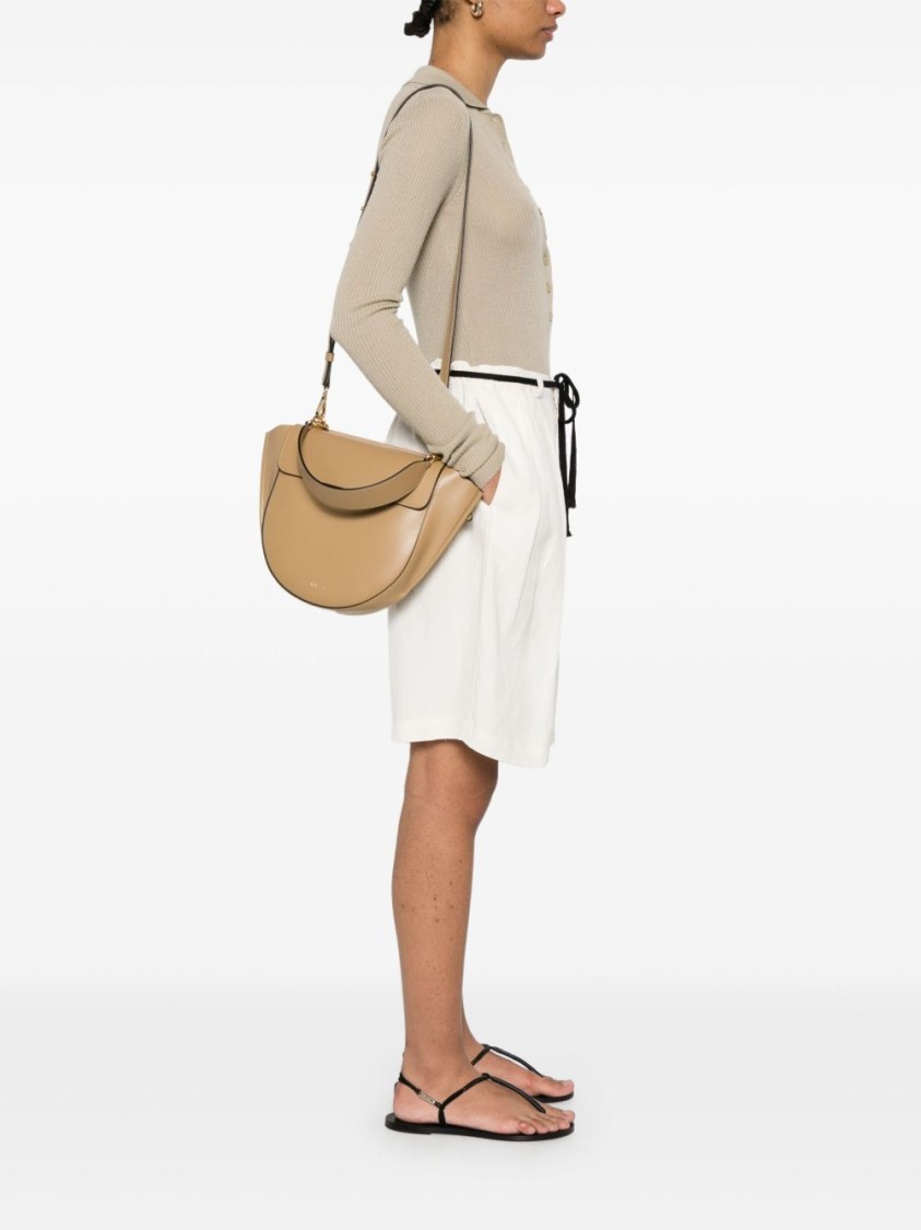 Wandler Beige Shoulder Bag With Sleek Rounded Silhouette In Brown