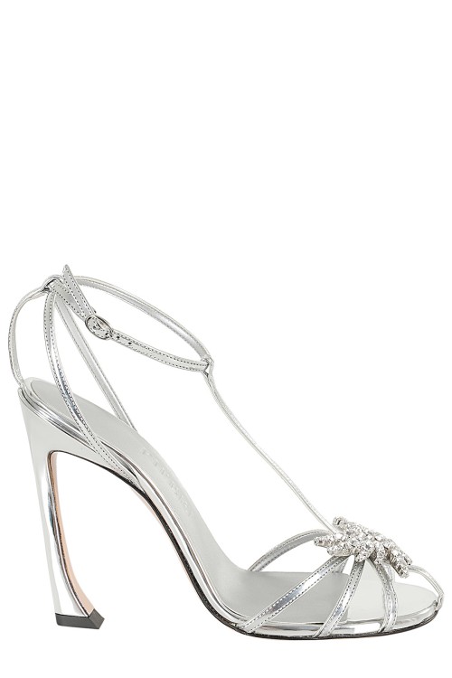 サンダル・ミュール Piferi Silver Mirrored Laminated Leather Sandal With Piferi Silver Mirrored Laminated Leather Sandal With