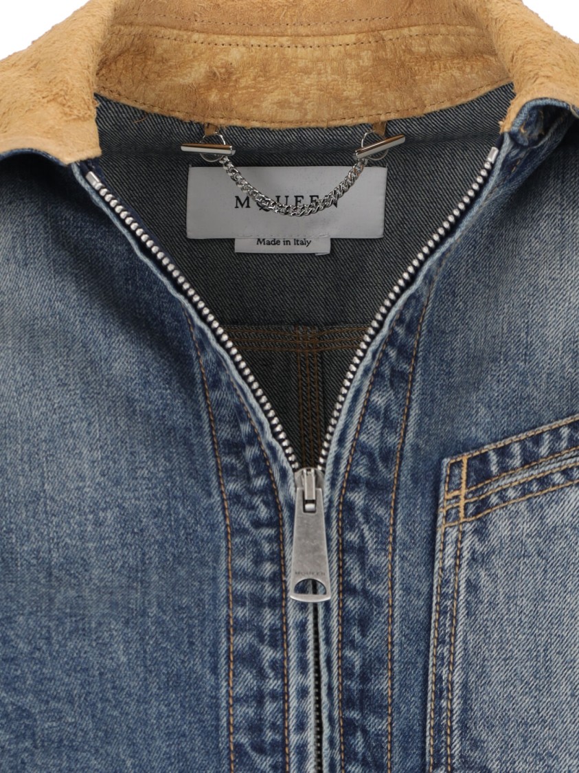Shop Alexander Mcqueen Denim Zip Jacket – Blue
