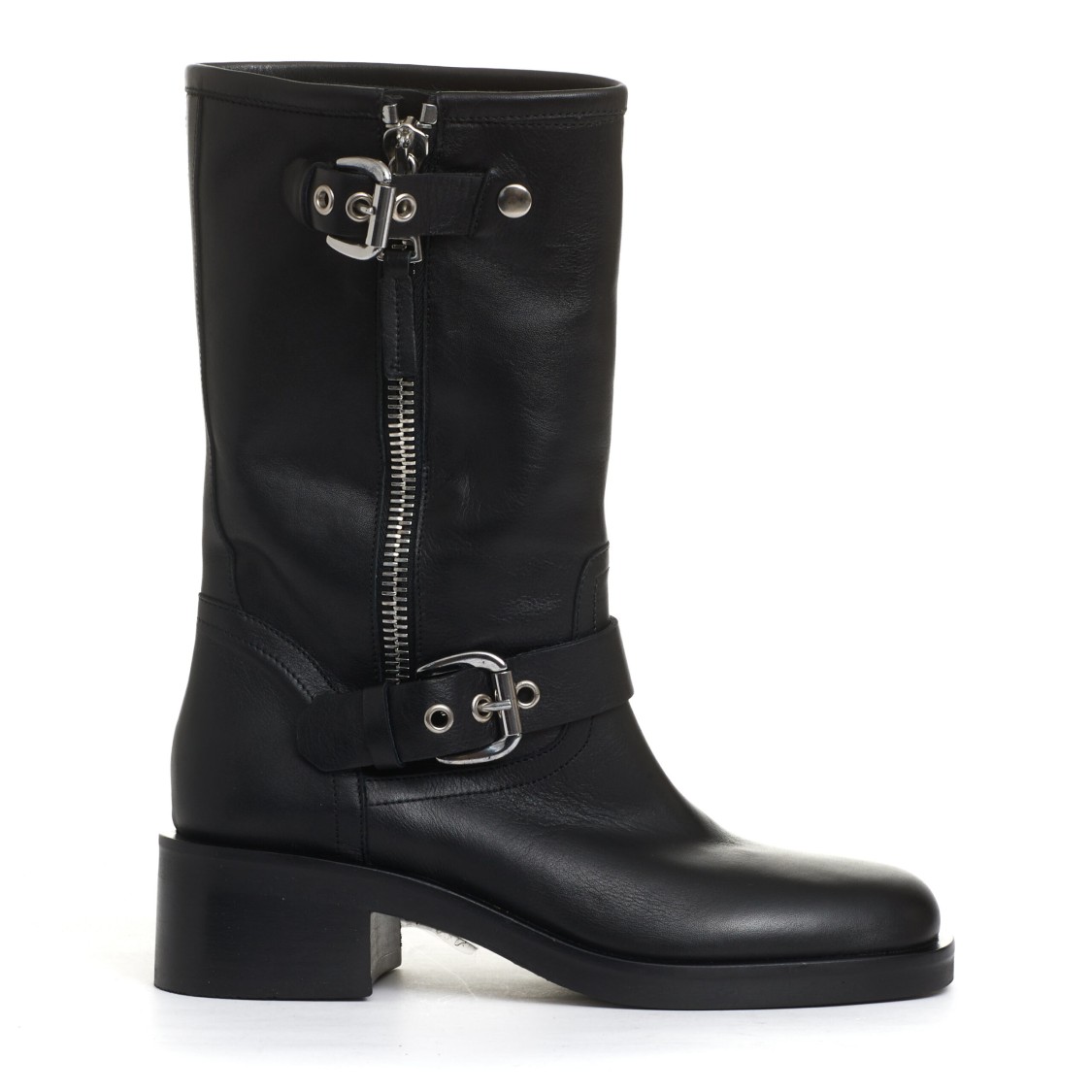 Shop Strategia Biker Ankle Boots With Square Toe And Buckles In Black