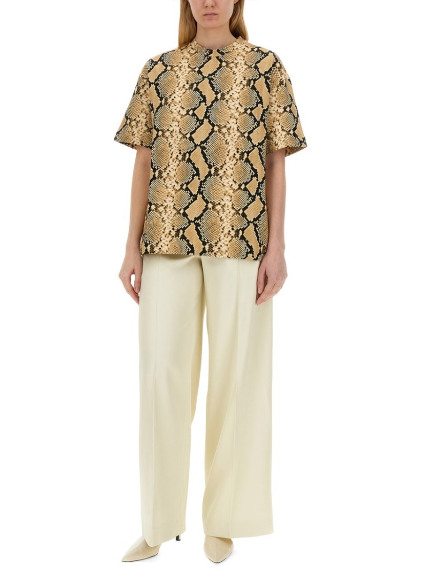 Shop Jil Sander Relaxed Fit T-shirt With Snake Skin Motif In Brown