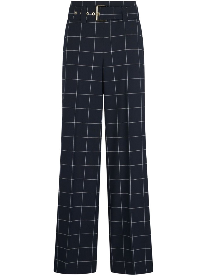 Shop Liu •jo Liu Jo High-waisted Blue And White Check Trousers