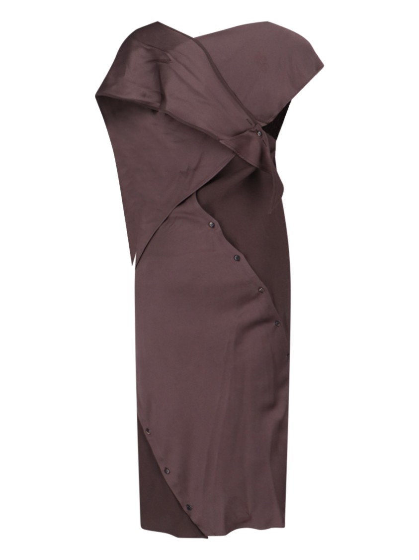 Shop Setchu Maxi Dress "origami" In Brown Satin Fabric