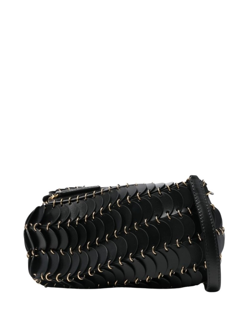 Rabanne Disco-inspired Black Calf Leather Shoulder Bag In Black