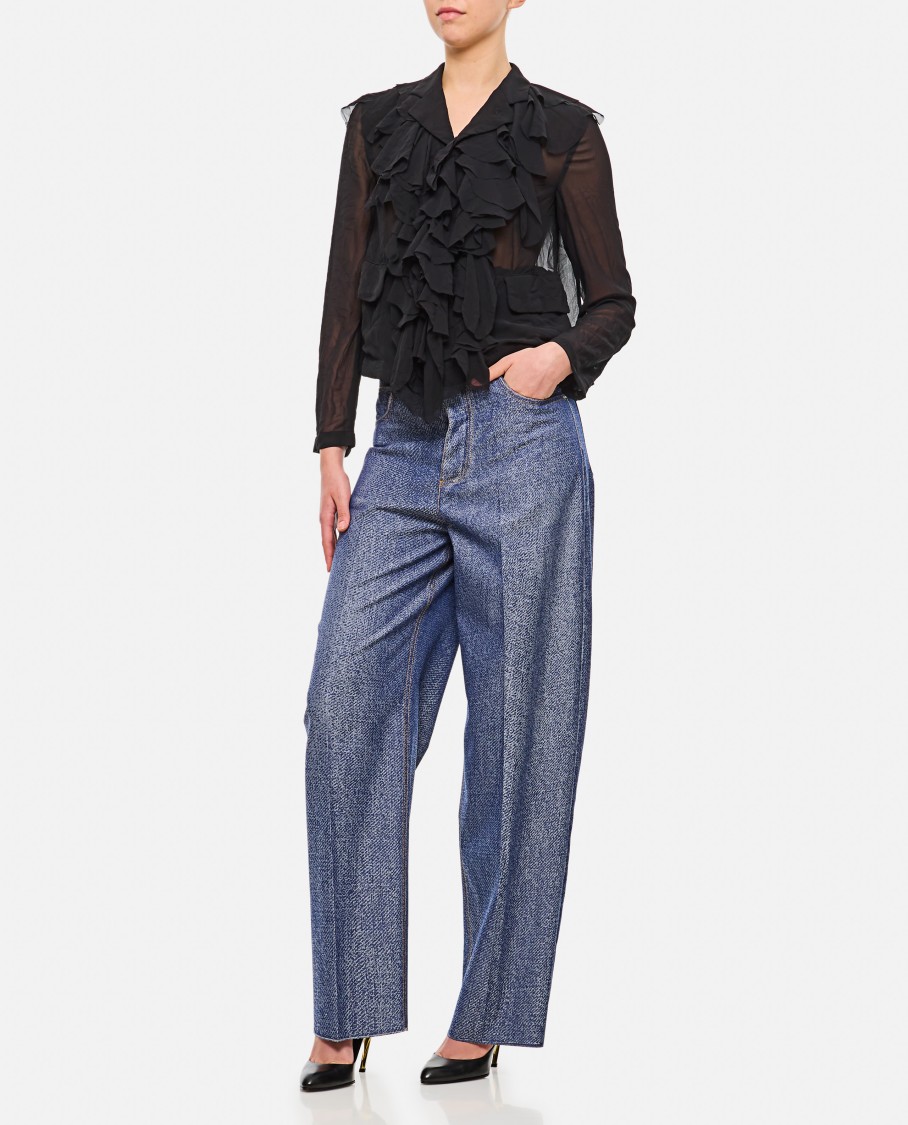 Shop Comme Des Garçons Semi-transparent Ruffled Front Shirt In Black