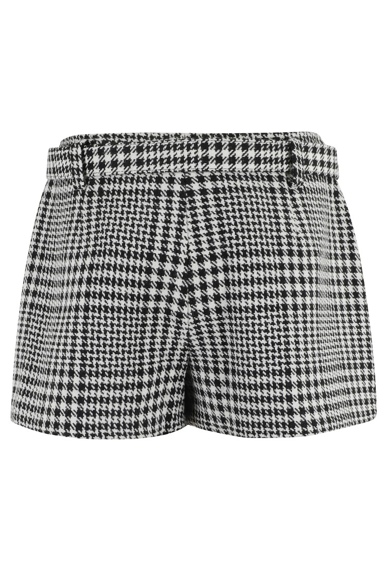 Self-portrait Mini Skirt With Houndstooth Pattern In Black