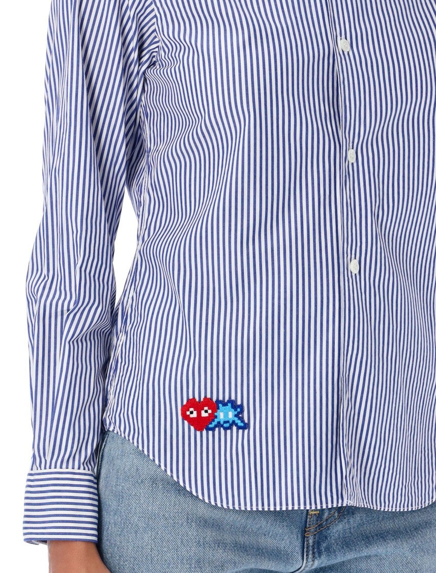 COMME DES GARÇONS COMME DES GARÇONS PIXEL SHIRT WITH STRIPED TRIM 