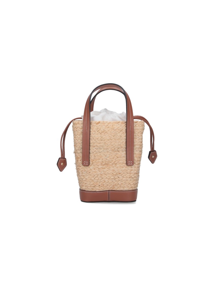 Roger Vivier Mini Shoulder Bag With Raffia Body In Neutral
