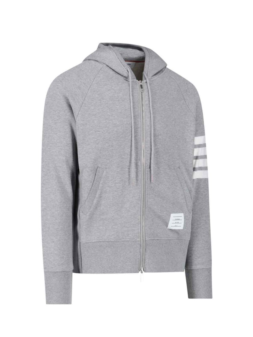 Thom Browne Mens Light Grey Striped Brand-patch Cotton-jersey Hoody