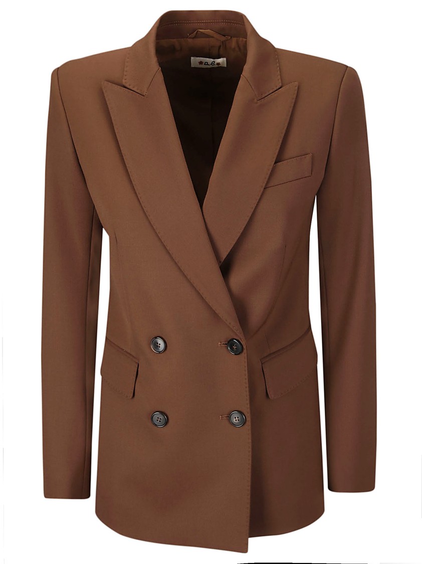 A.b. Double-breasted Jacket In Brown