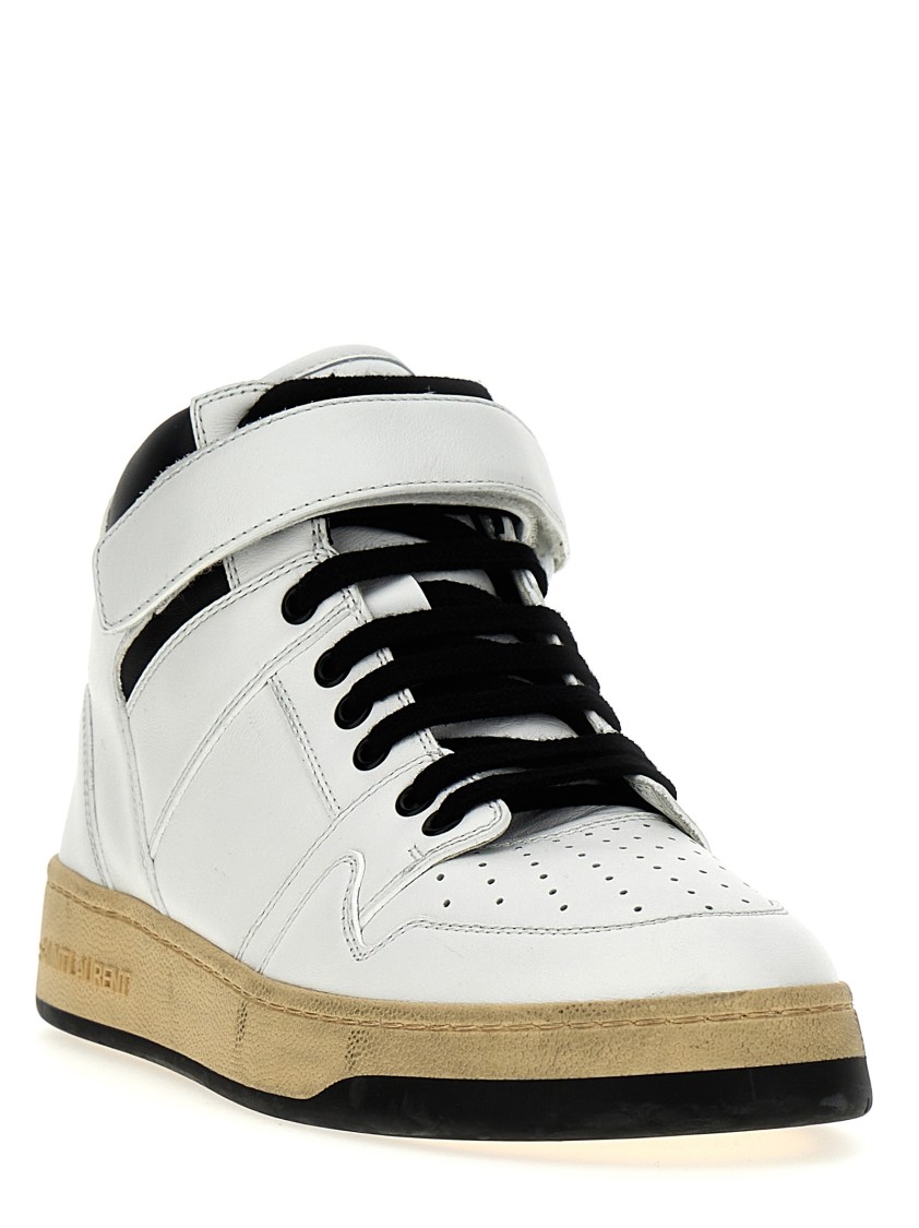 Saint Laurent Men's Lax Mid Top Sneaker Greenwich In White