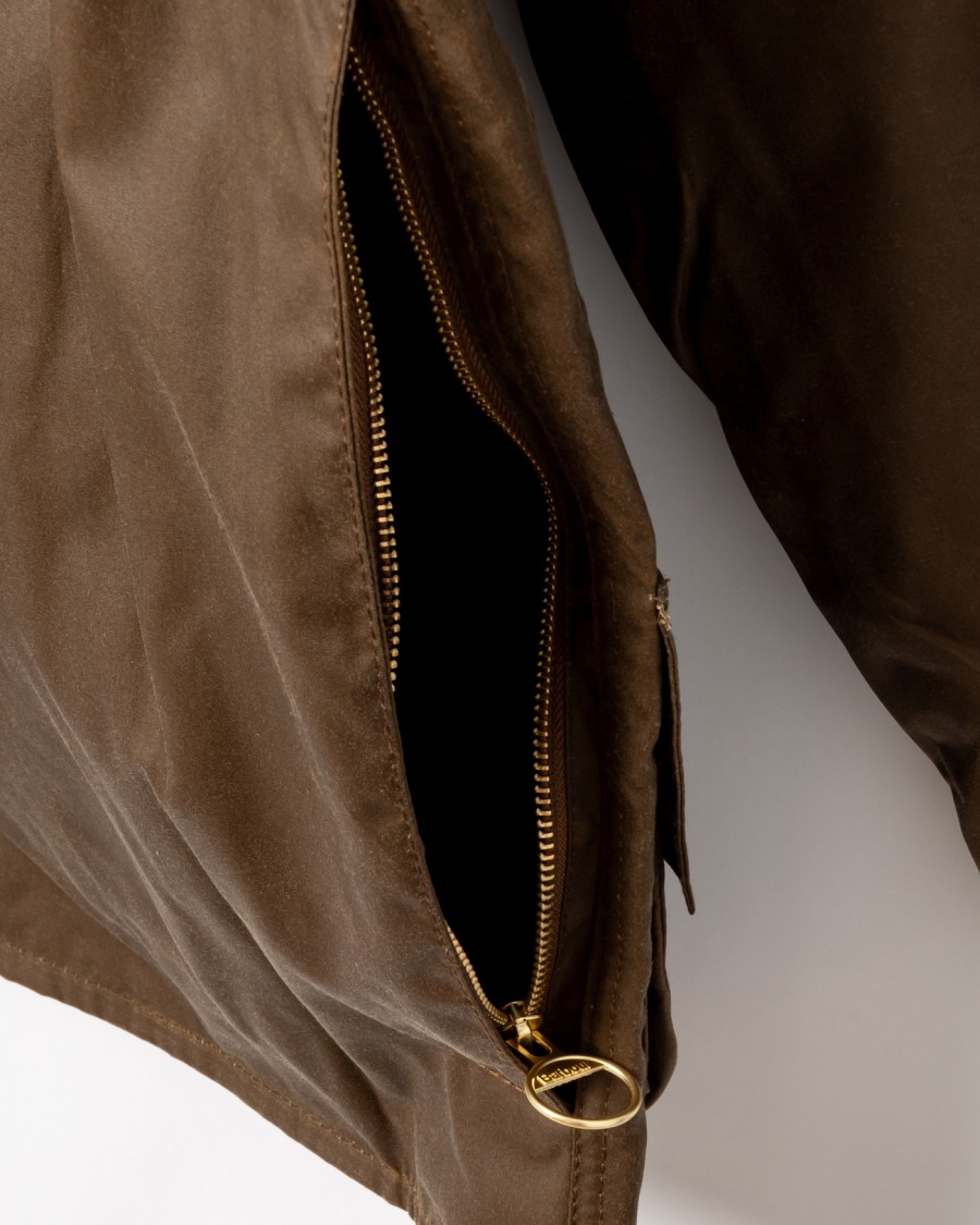 Barbour Beaufort Waxed Cotton Jacket With Iconic Design Elements In Brown