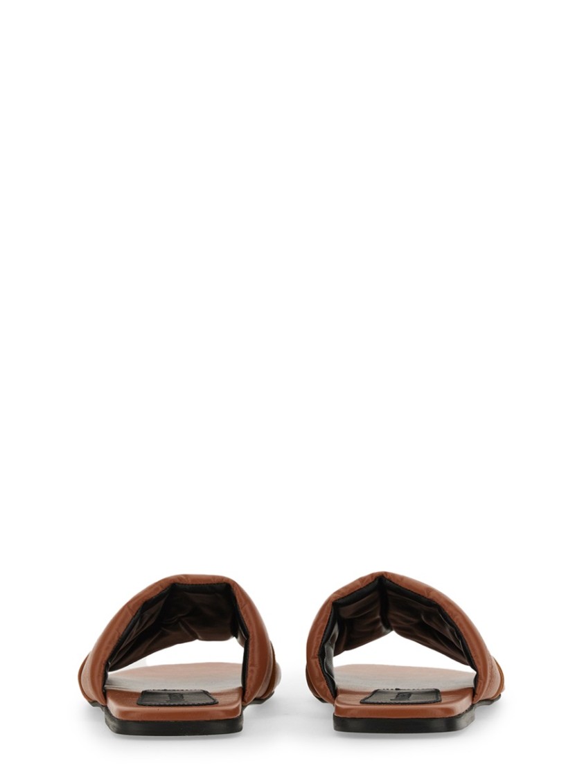 Jw Anderson Embellished Open Toe Flat Sole Mules In Brown