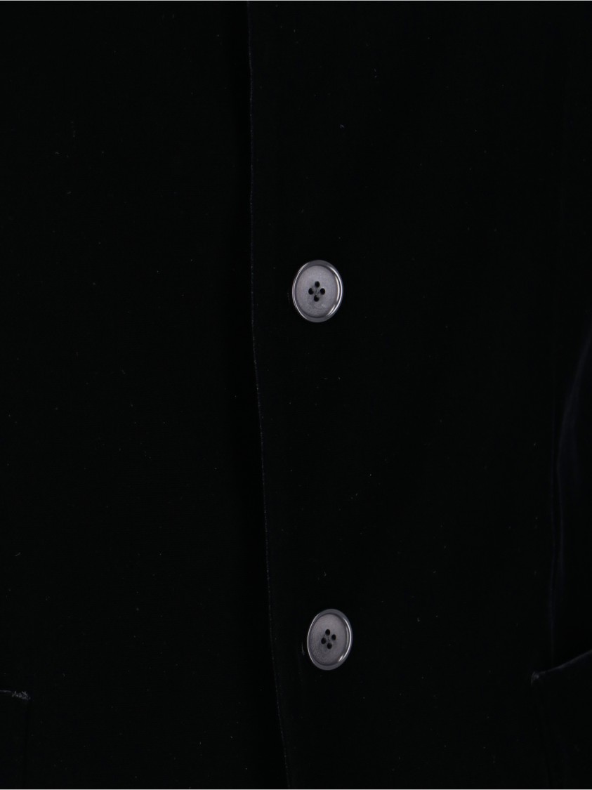 Giorgio Armani Velvet Texture Front Pockets Long Sleeves In Black