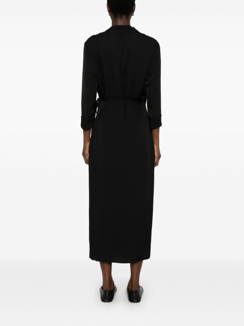 Shop Theory Wrap Design Black Silk Maxi Dress