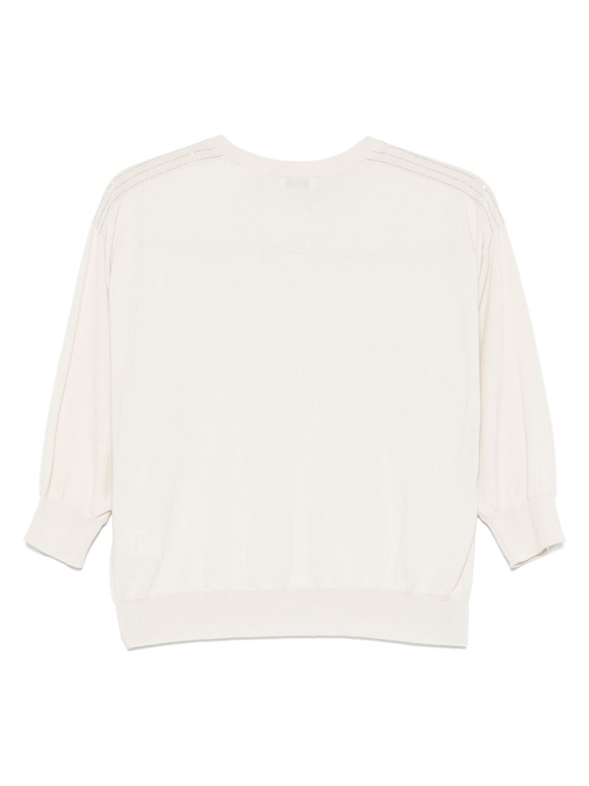 Shop Peserico Beige Cotton Sweater In Neutrals