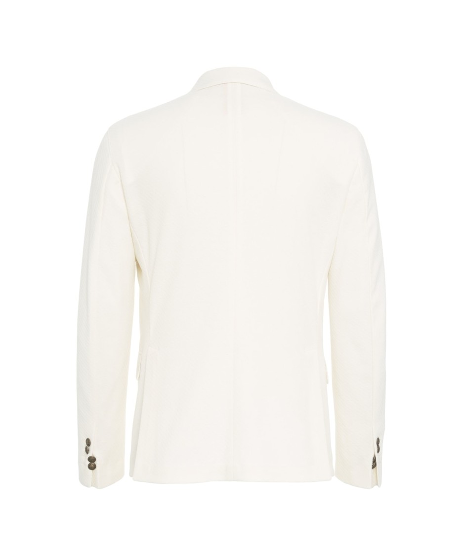 Bharnaba Tailored White Single-breasted Blazer With Notched Lapels