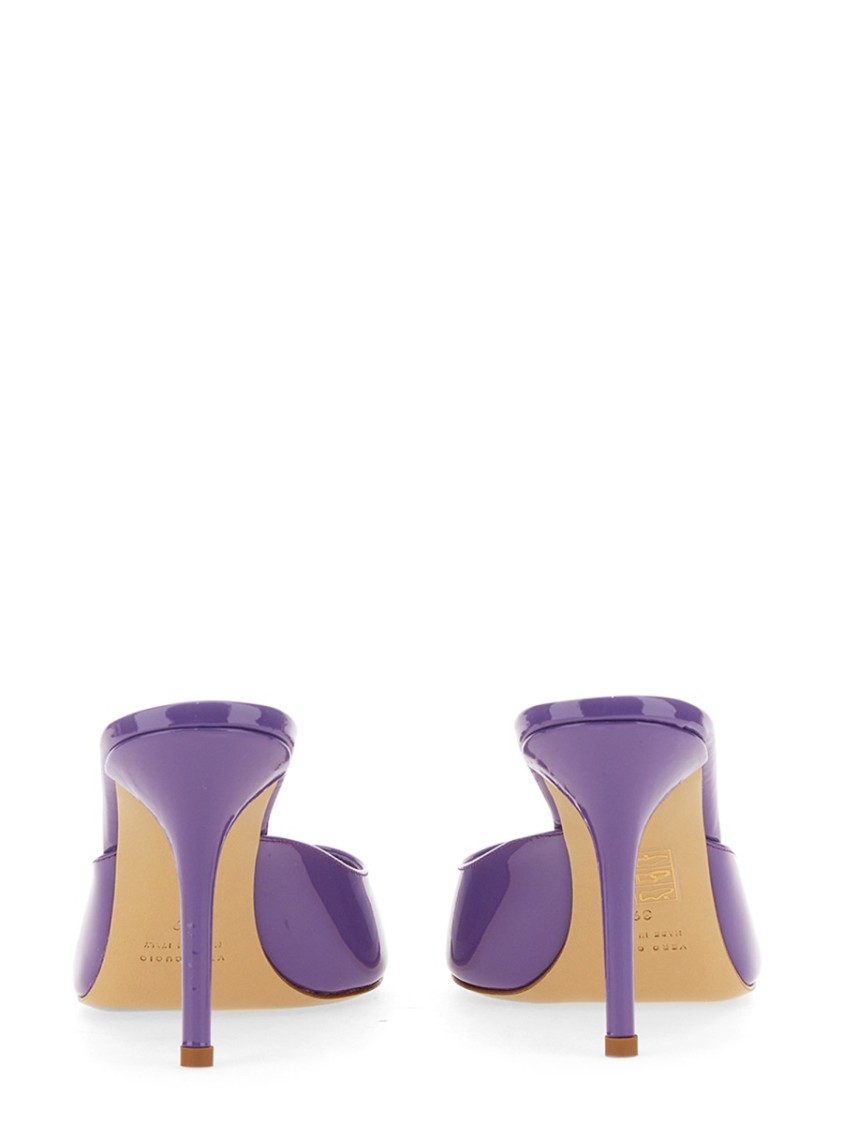 Gia Borghini Glossy Pointed Toe Sandals With 10cm Stiletto Heel In Purple