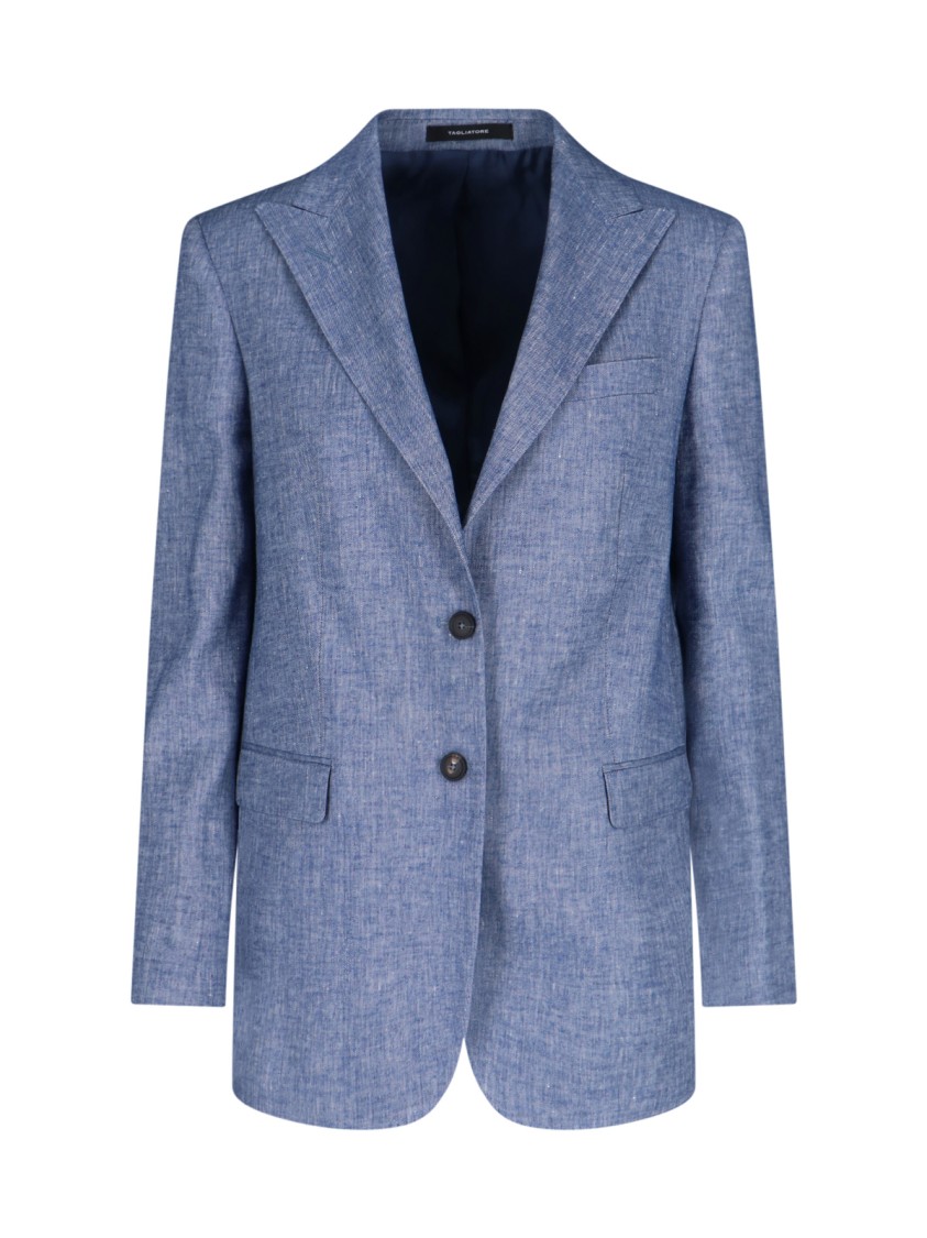 Tagliatore Tailored Jacket With Notched Lapel And Single Vent In Blue