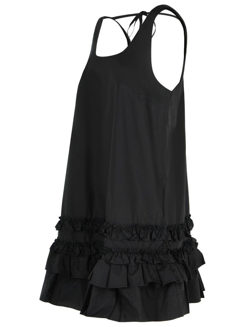 Ganni Ruffle Sleeveless Square Neck Mini Dress