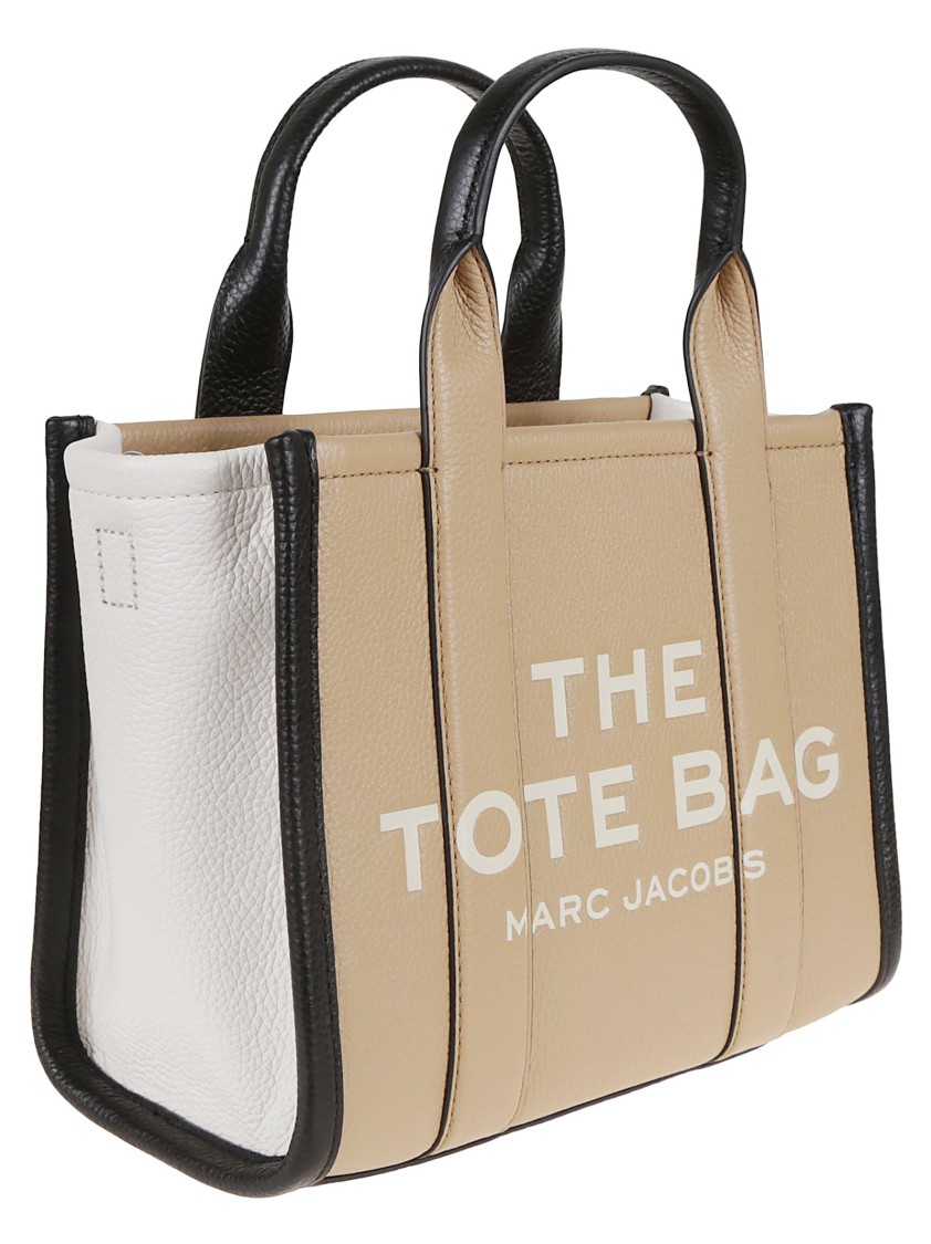 Marc Jacobs Two-tone Leather Tote With Structured Silhouette In Neutral