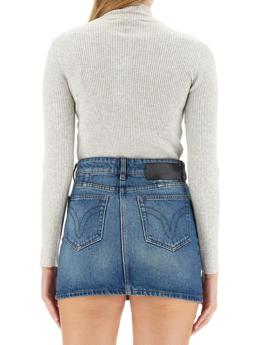 Shop Maison Kitsuné Slim-fit High Neck Jersey In White