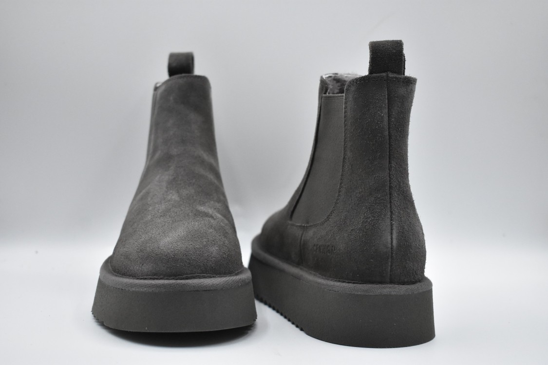 Copenhagen Studios Suede Boots With Chunky Sole In Smoke In Grey