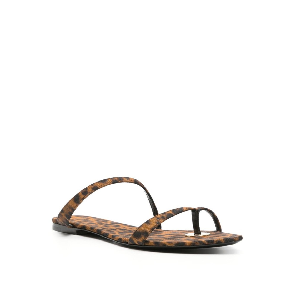 SAINT LAURENT SAINT LAURENT POINTED TOE LEOPARD PRINT FLAT SANDALS