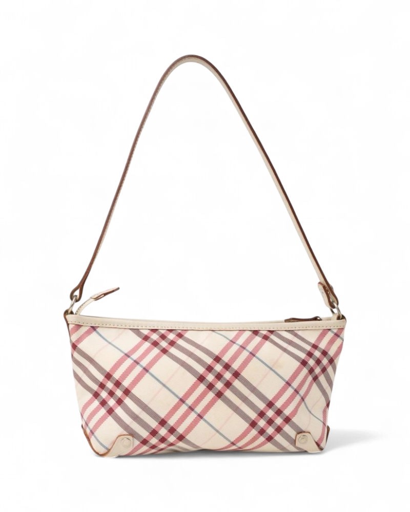 BURBERRY BURBERRY SMALL CANVAS CHECK HANDBAG - WHITE