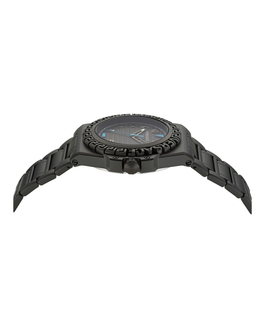 Versace Greca Reaction Bracelet Watch In Black