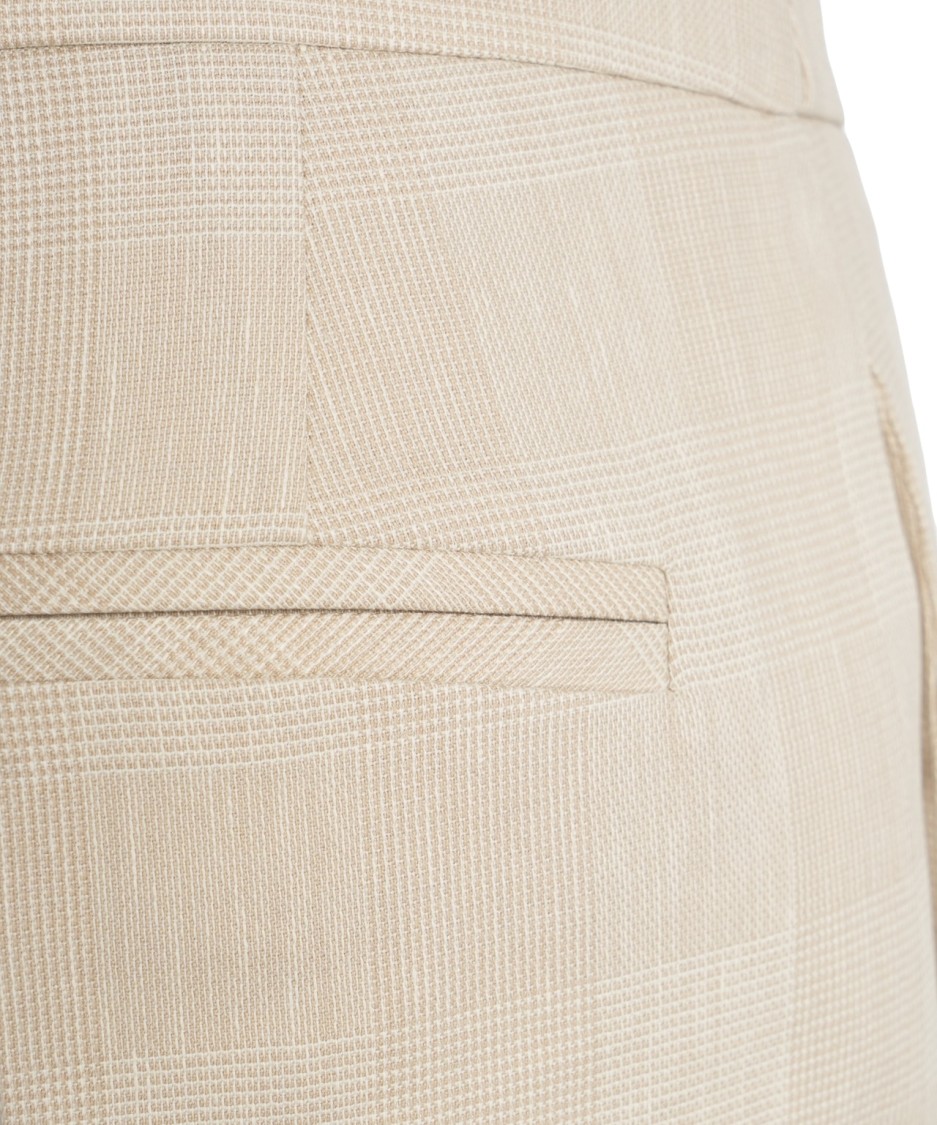 Kaos Beige Glencheck Trousers With Ironed Pleats In Neutrals