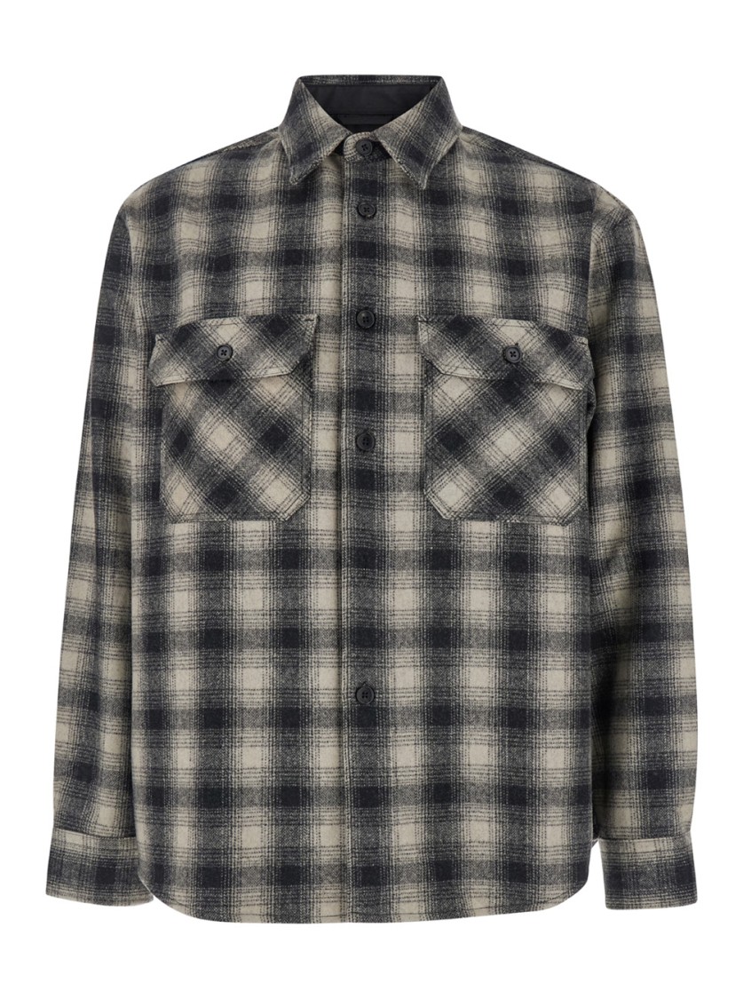 Tonywack 'ombré' Multicolor Shirt With Check Motif And Two Front Pocket In Grey