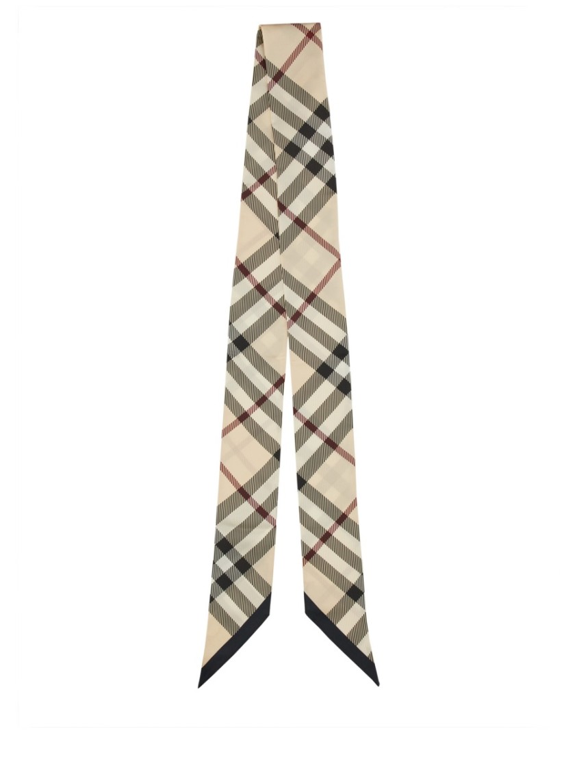 Burberry Classic Check Pattern Silk Scarf In Grey