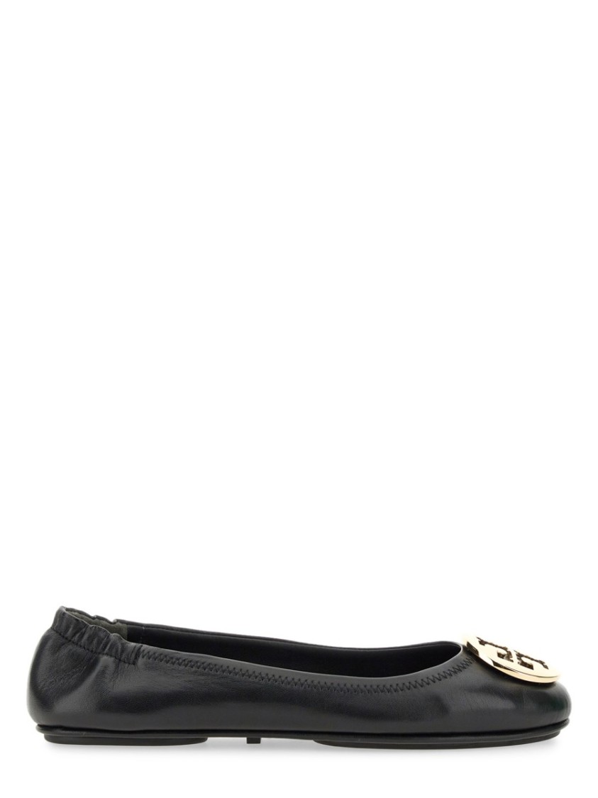 Tory Burch Claire Leather Ballet Flats In Black