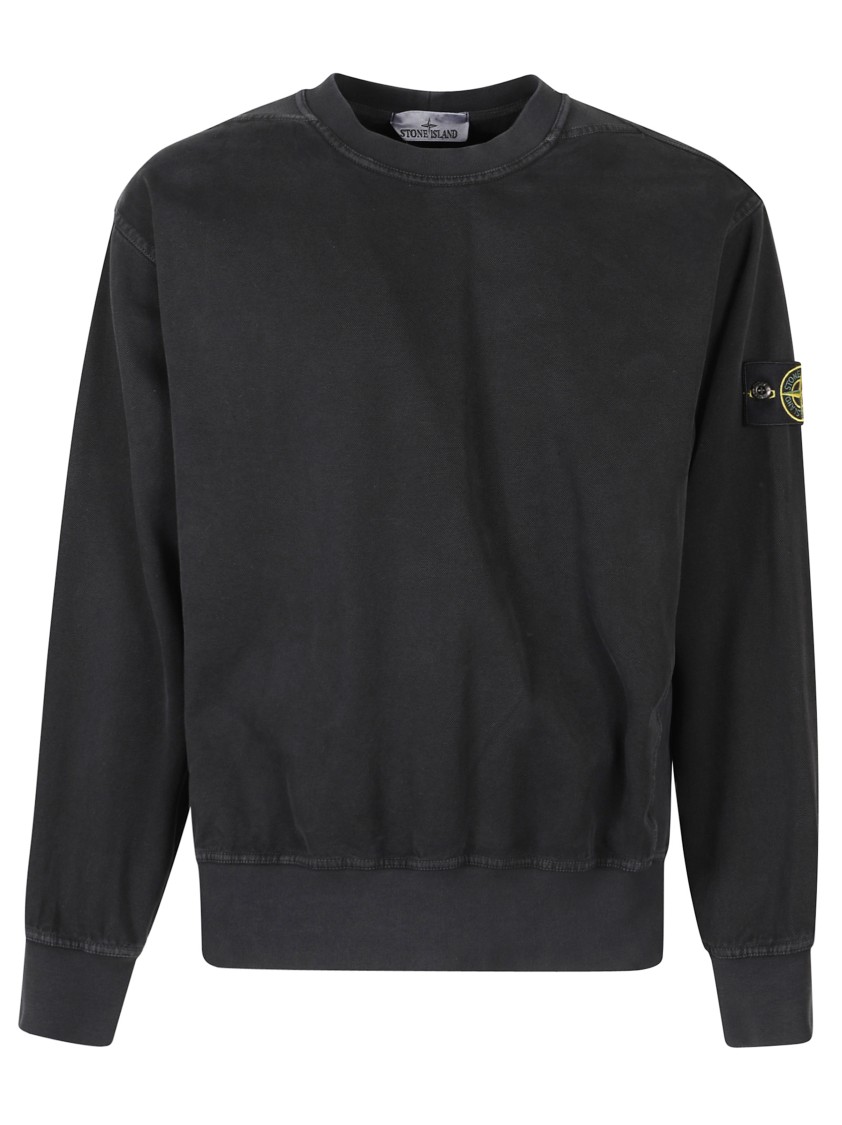 Stone Island Black Sweater With Signature Logo Patch In Black