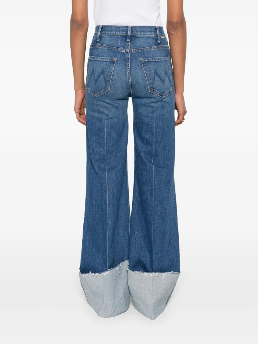 Mother Jeans The Hustler Roller Heel Cuff Fray In Blue