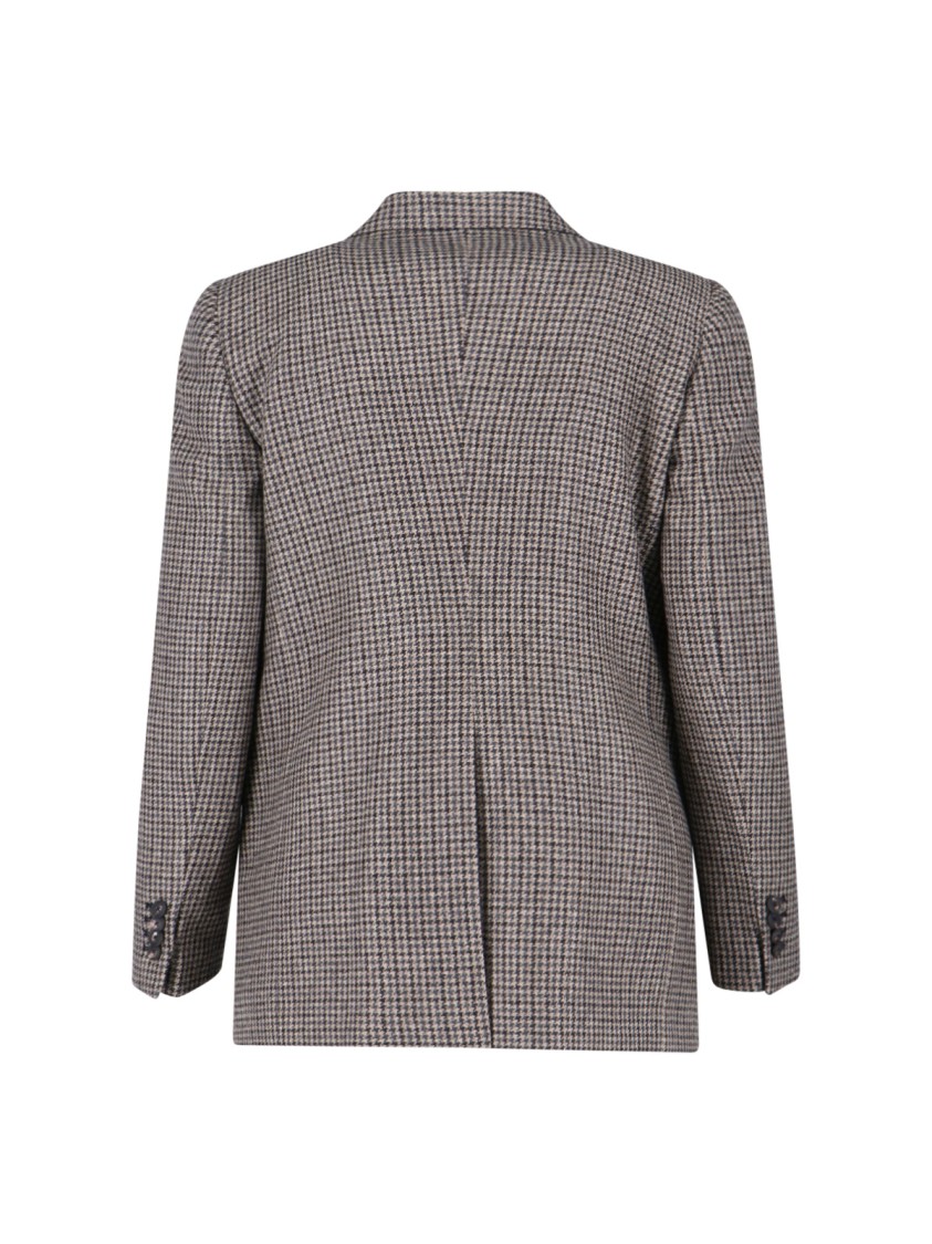 Tagliatore Double-breasted Houndstooth Jacket With Tailored Silhouette In Gray