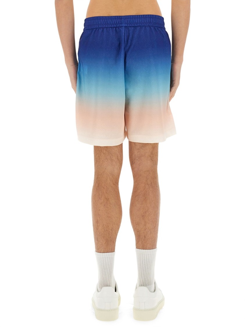 Casablanca Gradient Monogram Shorts With Elasticized Waistband In Blue