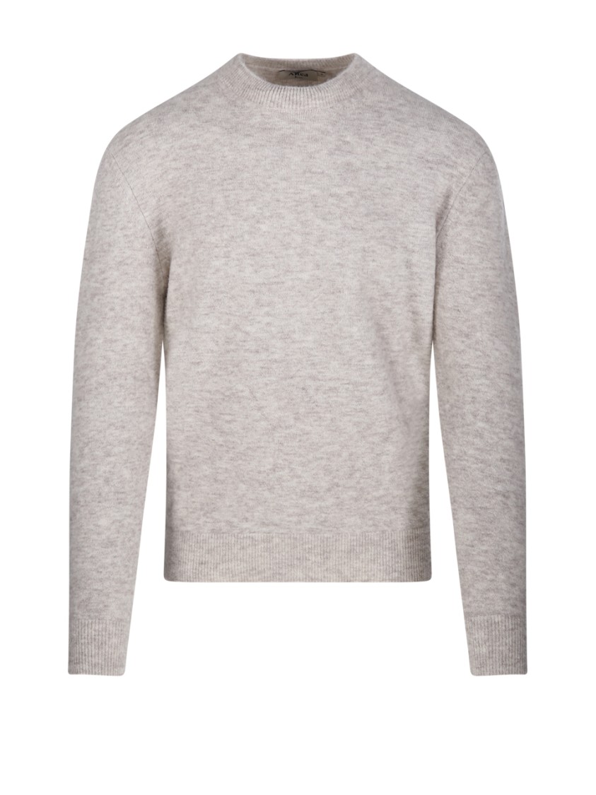 Altea Soft Blend Knit Sweater With Ribbed Hem In Gray