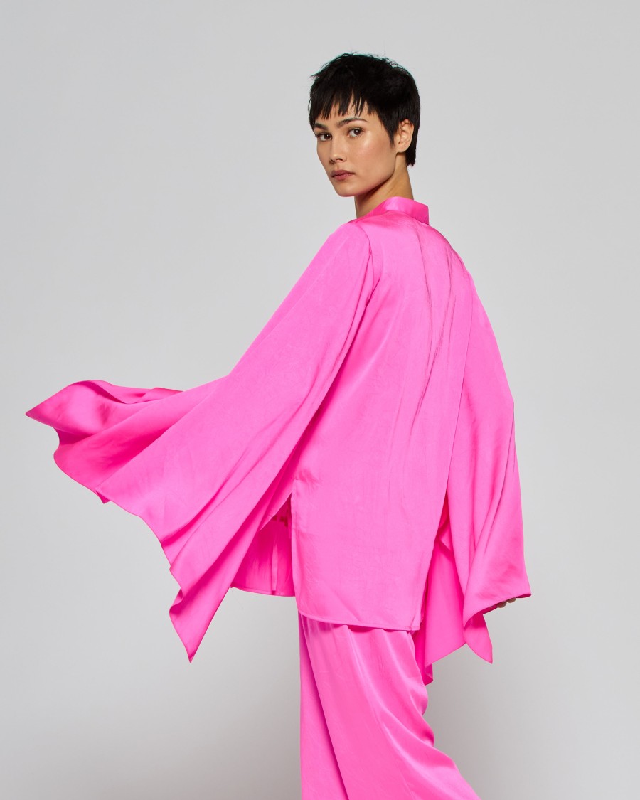 Serena Bute Kimono Sleeve Shirt - Shocking Pink