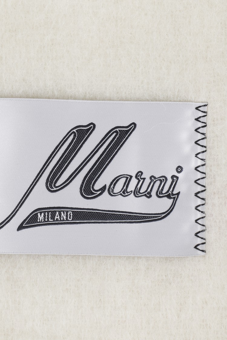 Marni Fringed White Alpaca Scarf In Neutral