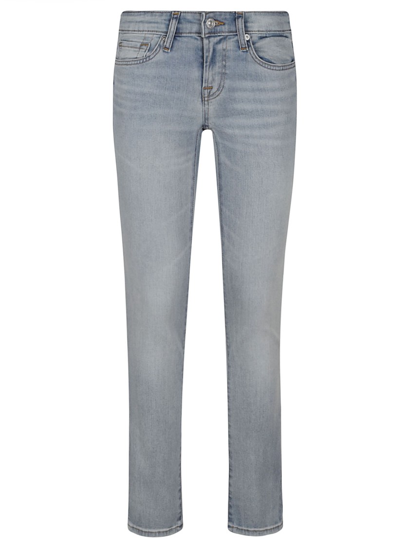 7 For All Mankind Low-rise Slim Fit Jeans In Stretch Cotton Denim In Blue