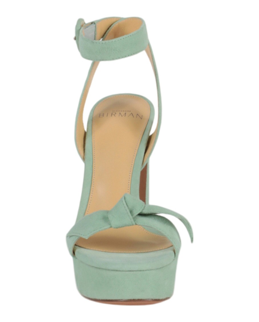 Alexandre Birman Clarita Curve 120 Suede Platform Sandal In Green
