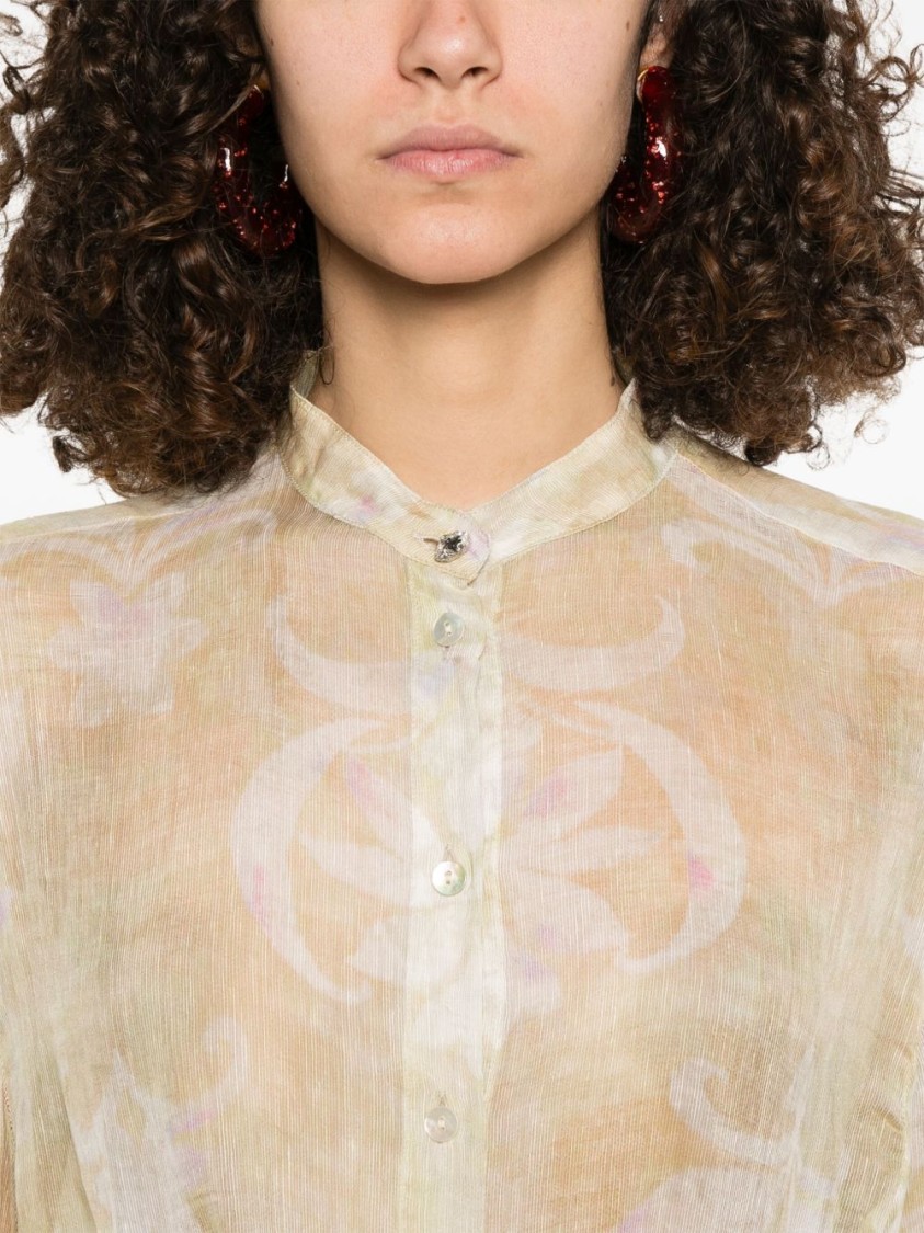 Shop Forte Forte Beige Silk-linen Shirt