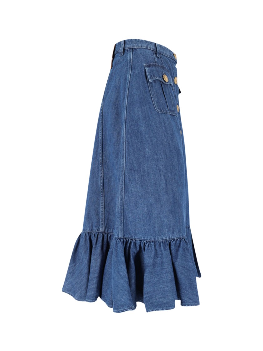 Shop Valentino Flared Midi Sskirt – Blue