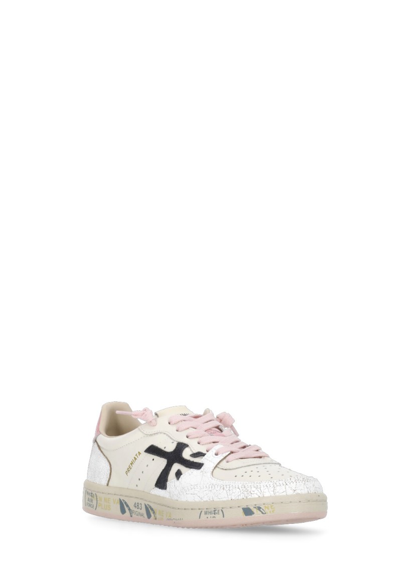 Shop Premiata Ivory Istrice Leather Sneakers