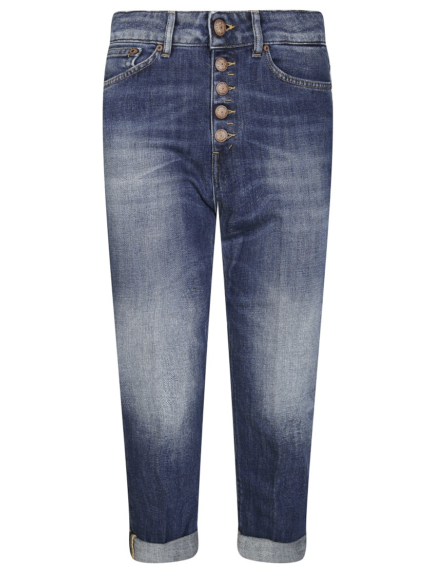 Dondup High-waisted Relaxed Fit Jeans With Subtle Logo Detail In Blue