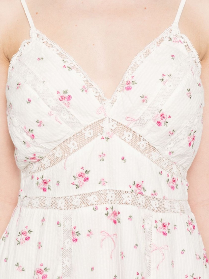 Loveshackfancy Solbina Ribbed Floral And Bow-embroidered Cotton Mini Dress