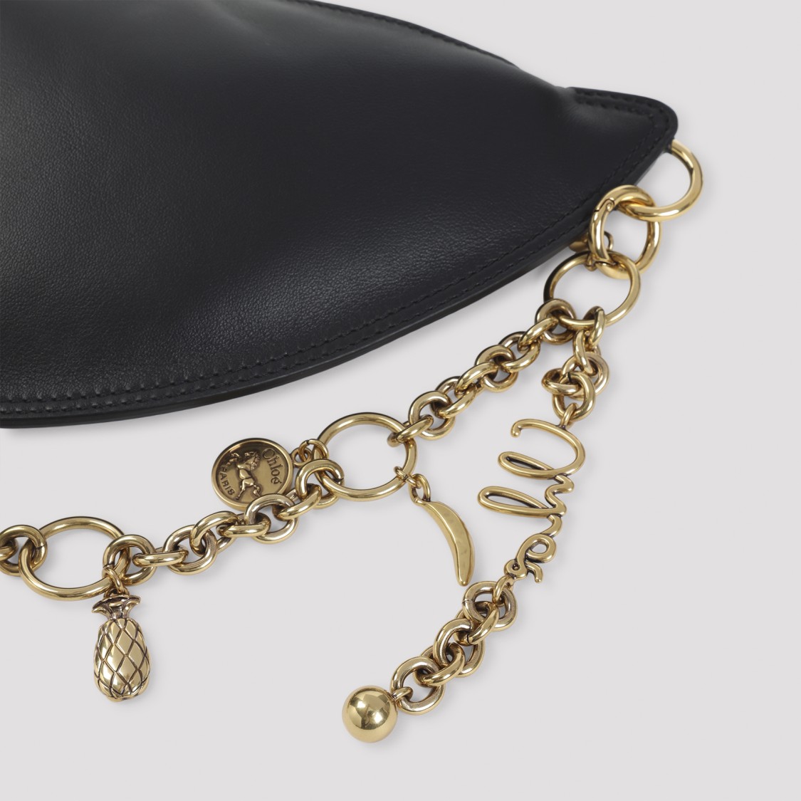 Chloé Crescent-shaped Black Lamb Leather Shoulder Bag In Black