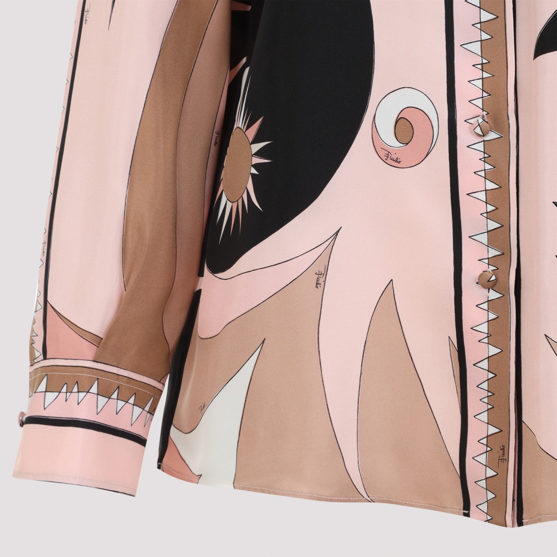 Shop Pucci Silk Shirt With Bold Abstract Patterns In Pink